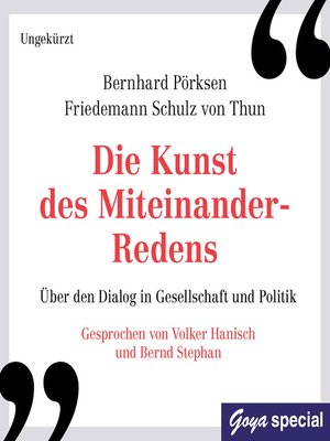 cover image of Die Kunst des Miteinander-Redens--Ungekürzte Lesung